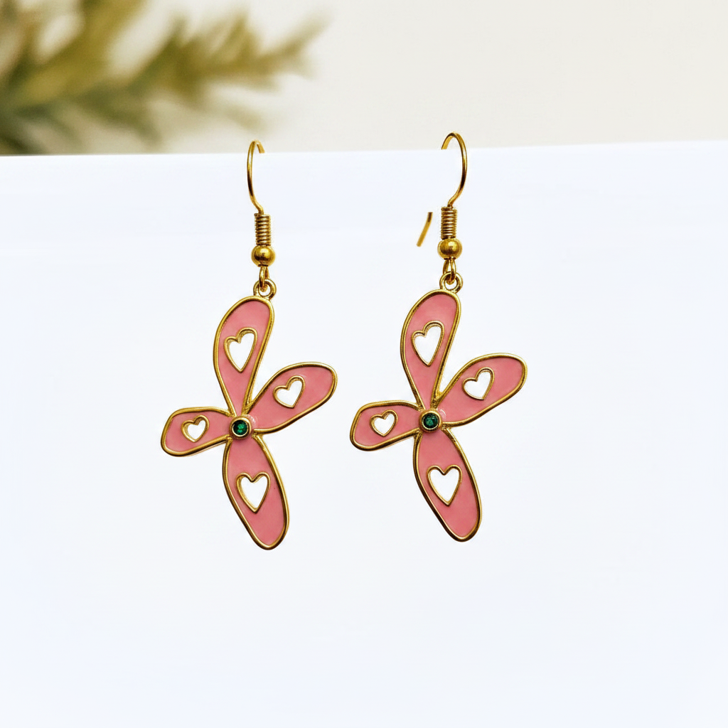 Flower Clover Danglers Gold
